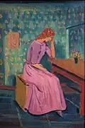 The Girl in the Cottage, James Dickson Innes, oil on panel, c. 1911.