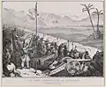 The Sikh fortified camp at Ferozeshah with the approaching British Army commanded by Sir Hugh Gough.