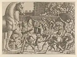 The Trojans Bring the Wooden Horse into Their City