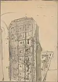 Studium rysunkowe drzwi koscioła w Jędrzejowie (The Gate of the Church in Jędrzejów), a study in pencil on paper, ca. 1878 (National Museum in Warsaw)