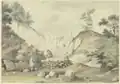 Limeburner constructing a lime kiln