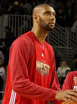 Duncan in a red shirt