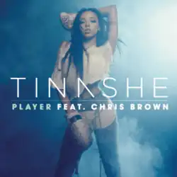 A blue-shaded, fogged portrait of a young African-American woman in a beige top and blue and beige jeans, posing with boxing gloves on. Her name, Tinashe, is centered across the image.