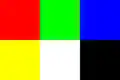 A grid of colors: red, green, blue, yellow, white and black
