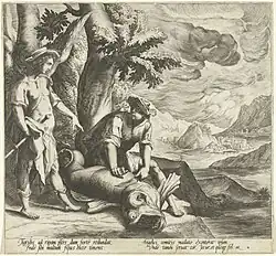 Gutting the fish, engraving c. 1590 by Jacob de Gheyn II, after Karel van Mander