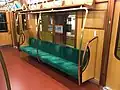 Bench seating inside set 1139 in May 2017, with special retro-style interior