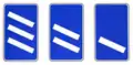 Exit distance markers, to be placed 300, 200 and 100 yards in advance of the beginning of the deceleration lane.