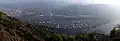 Panorama of Treis with the Moselle island seen from the Martberg