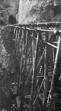 80 feet (24&nbsp;m) high and 120 feet (37&nbsp;m) long trestle viaduct leading to the tunnel built in 1922