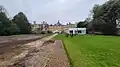Back lawns looking towards Garden Quad; the white structure centre right is a temporary dining hall (2023).