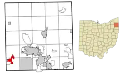 Location of Newton Falls in Trumbull County, Ohio.