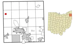 Location of West Farmington in Trumbull County, Ohio.