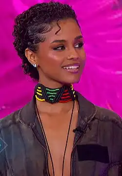 Tyla with curly hair during the Jennifer Hudson Show.