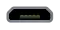 A USB 2.0 Micro‑B receptacle: an opening seven by two millimetres, distinct from the USB 2.0 Micro‑AB receptacle only in that the upper corners narrow to preclude insertion of a Type‑A plug