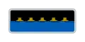 A USB 3.0 Standard‑A plug: a metal shell, 12 by 4 millimetres, with a plastic insulator body occupying the lower half of the space inside the shell. It is distinct from the earlier version only in that it has five additional contacts deep inside and that the insulator is either blue (Pantone 300 C) for USB 5Gbps, or teal blue for USB 10Gbps.