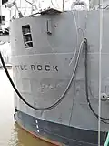 Stern of the USS Little Rock CG-4 on 6 March 2023. 80 years earlier her keel was laid down in ceremony on Saturday 6 March 1943.
