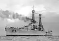 USS&nbsp;Nevada with lattice masts (photographed in 1926)