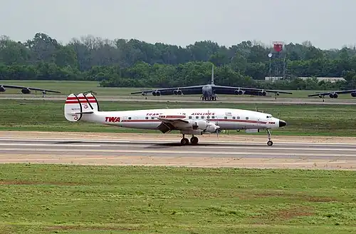 A restored L-1049H of the National Airline History Museum (previously Save-A-Connie) in full Trans World Airlines colors, 2004