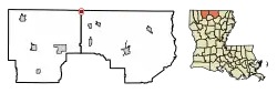 Location of Junction City in Union Parish, Louisiana.