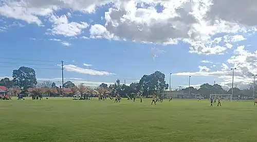 A Soccer game being played at the Western Youth Centre