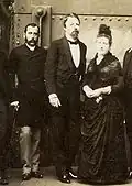 José Carlos de Carvalho, Gaston of Orléans and Isabel, imperial princess, visiting a plant dedicated to the manufacturing of military equipment, 1886.