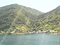Utne as seen from ferry during summer