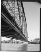 View: Looking southeast, showing bottom chord, floor structure, and west web detail