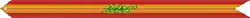A gold streamer with red horizontal stripes on the outer portions and a green palm in the center