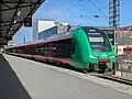 Train in transitional livery