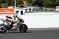 Valentino Rossi, riding his FIAT Yamaha at the 2007 Australian Grand Prix in Philip Island. For the Australian round, the livery was changed to a special "Abarth" livery.