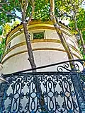 Round tower and iron fence