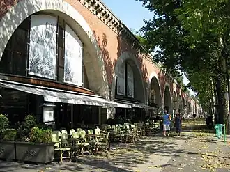 Street-level view of the Viaduc