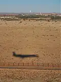 Khi Solar One tower as seen from a plane just before landing at Upington Airport