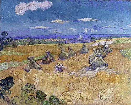 Wheat Fields with Reaper by Vincent van Gogh, 1888