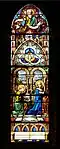 Top: God the Father; middle: Dove of Holy Spirit in trefoil; lower: Annunciation scene.