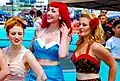 Three women in 1950s revivalist rockabilly clothing (2011)