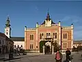 Saint George Cathedral behind the Bishop's Palace viewed from Zmaj Jovine street