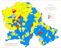 Religion map of Vojvodina by settlements, 1910