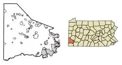Location of Dunlevy in Washington County, Pennsylvania.
