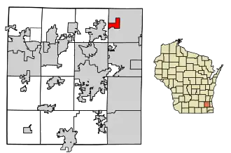 Location of Lannon in Waukesha County, Wisconsin.