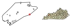 Location of Slaughters in Webster County, Kentucky.