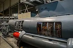 Cutaway of Seehund, Type XXVII, midget submarine.