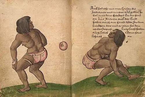 Indigenous people playing ball p.&nbsp;10-11
