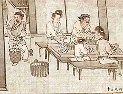 The cocoons are weighed.