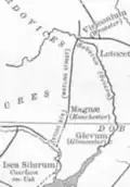 A detail from a 1910 map displaying the Welsh "Watling&nbsp;Street"