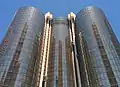 Looking upwards at hotel towers