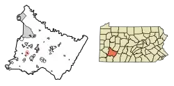 Location of Arona in Westmoreland County, Pennsylvania.