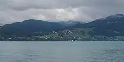 View to Weyregg am Attersee from Attersee am Attersee
