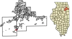 Location of Braceville in Grundy & Will Counties, Illinois.