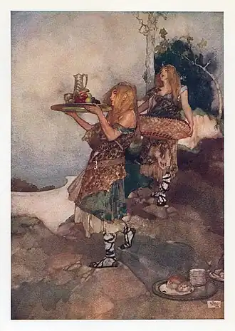 Enter the "Daughters of the Plough," bearing Luncheon.